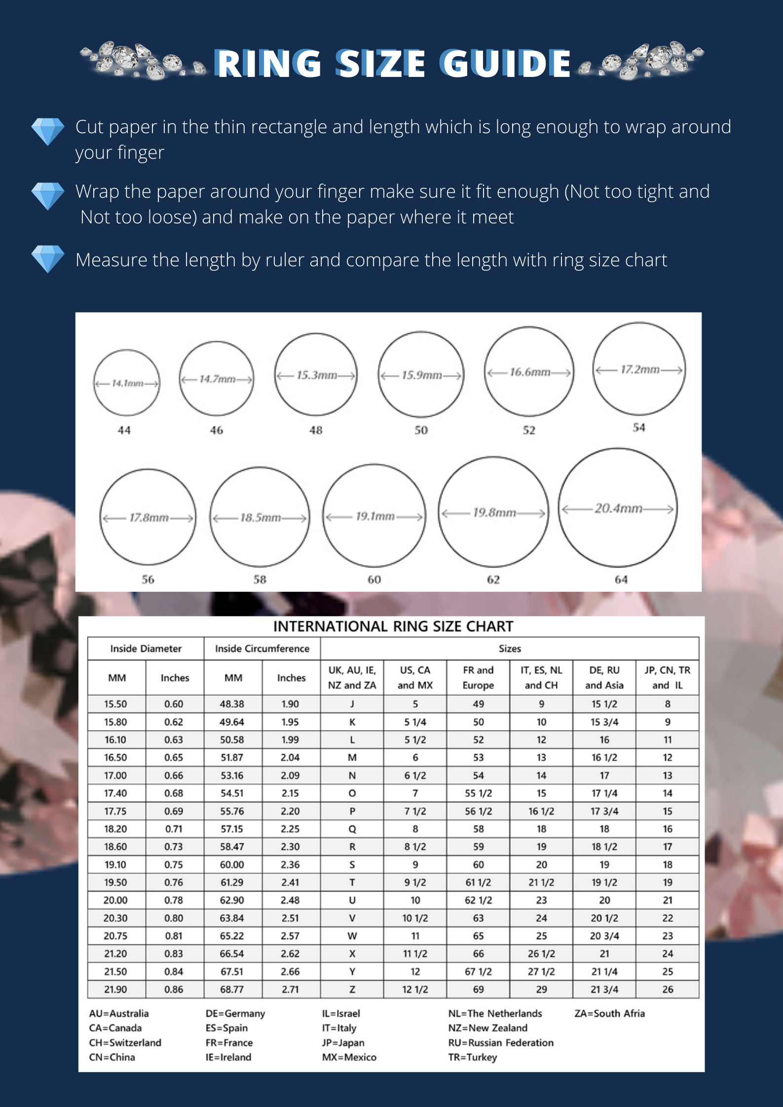 Ring Size Guide Dream Arena Gems